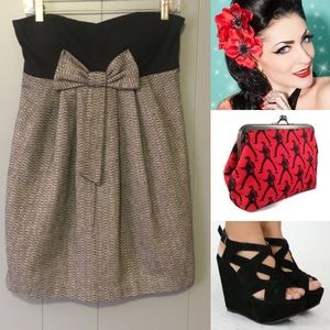 💖STRAPLESS HERRINGBONE BOW DRESS💖